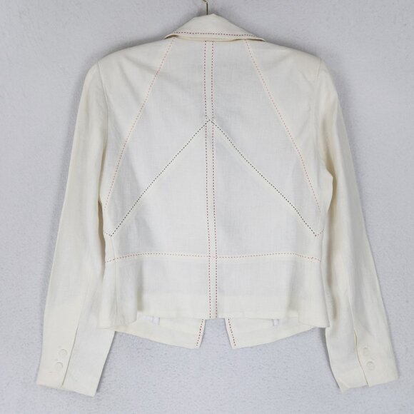 Claudia Strater Jacket Womens EU 42 US 12 Off White Cream Linen Blazer Classic - Picture 14 of 15